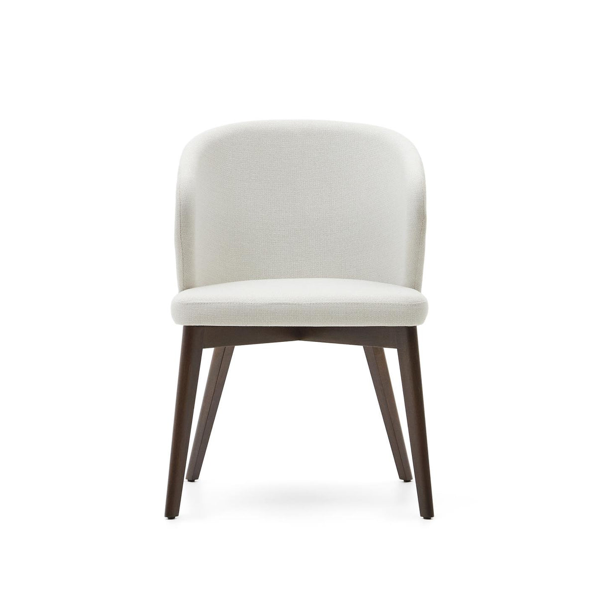 Darice Stuhl aus beigefarbener Chenille und massivem Buchenholz 100% FSC mit Nussbaum-Fini - ZEN ZONE