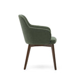 Nelida Stuhl aus grüner Chenille und massivem Buchenholz mit Nussbaum-Finish FSC 100% - ZEN ZONE Furniture