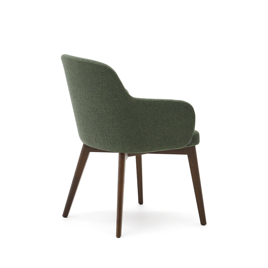 Nelida Stuhl aus grüner Chenille und massivem Buchenholz mit Nussbaum-Finish FSC 100% - ZEN ZONE Furniture