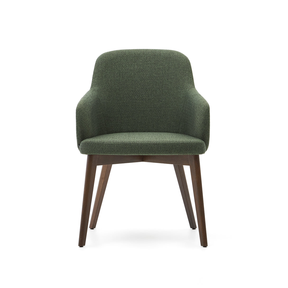 Nelida Stuhl aus grüner Chenille und massivem Buchenholz mit Nussbaum-Finish FSC 100% - ZEN ZONE Furniture