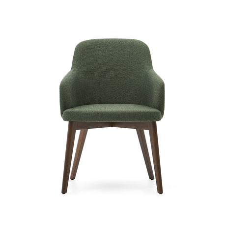 Nelida Stuhl aus grüner Chenille und massivem Buchenholz mit Nussbaum-Finish FSC 100% - ZEN ZONE Furniture