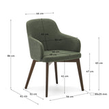 Nelida Stuhl aus grüner Chenille und massivem Buchenholz mit Nussbaum-Finish FSC 100% - ZEN ZONE Furniture
