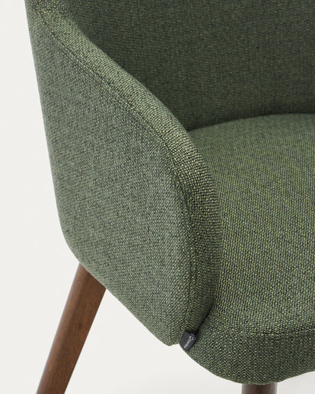 Nelida Stuhl aus grüner Chenille und massivem Buchenholz mit Nussbaum-Finish FSC 100% - ZEN ZONE Furniture