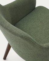 Nelida Stuhl aus grüner Chenille und massivem Buchenholz mit Nussbaum-Finish FSC 100% - ZEN ZONE Furniture