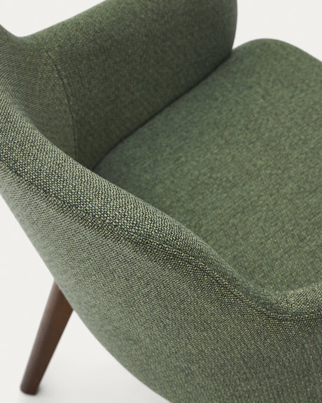 Nelida Stuhl aus grüner Chenille und massivem Buchenholz mit Nussbaum-Finish FSC 100% - ZEN ZONE Furniture