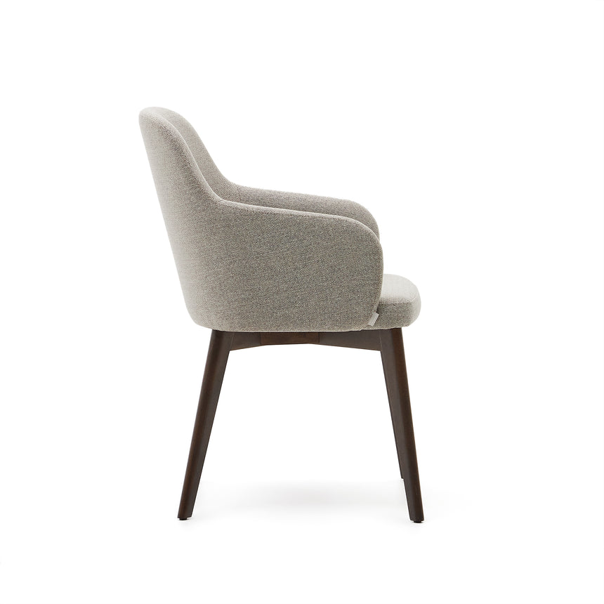 Nelida Stuhl aus brauner Chenille und massivem Buchenholz mit Nussbaum-Finish FSC 100% - ZEN ZONE Furniture