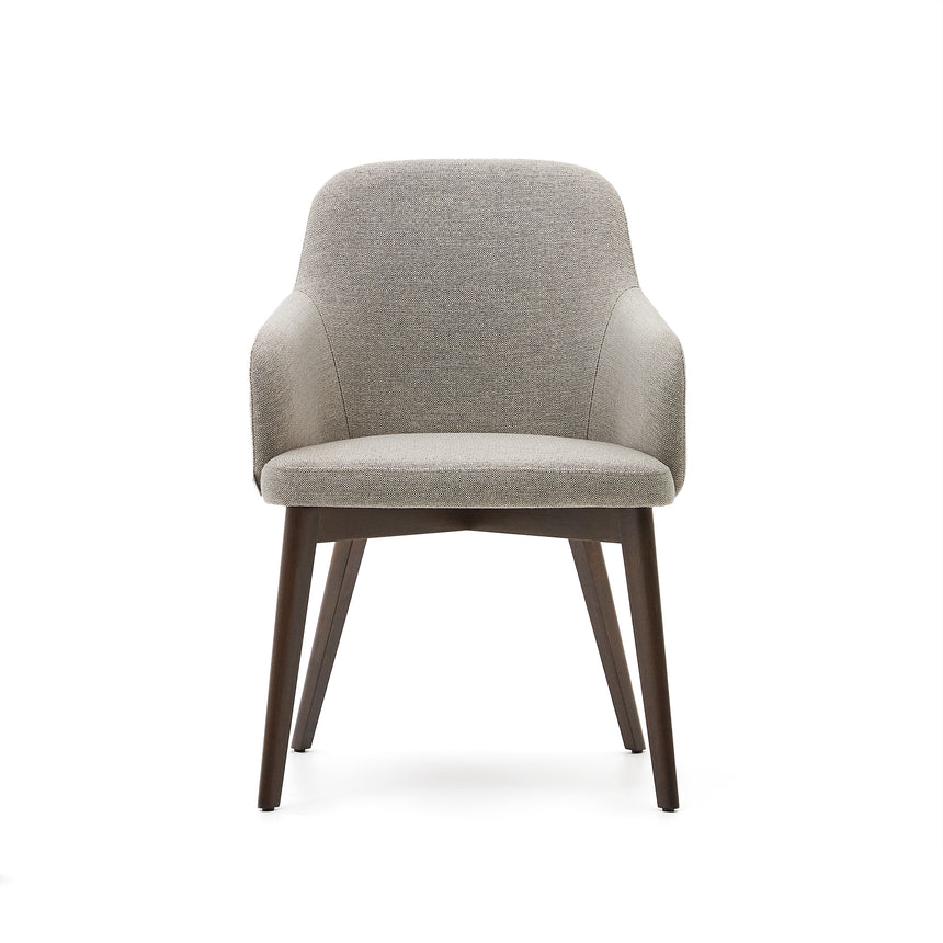 Nelida Stuhl aus brauner Chenille und massivem Buchenholz mit Nussbaum-Finish FSC 100% - ZEN ZONE Furniture