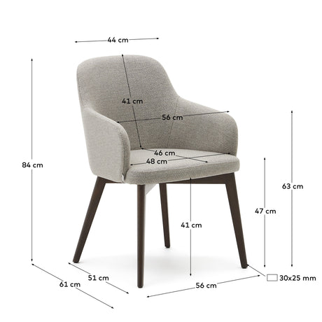 Nelida Stuhl aus brauner Chenille und massivem Buchenholz mit Nussbaum-Finish FSC 100% - ZEN ZONE Furniture