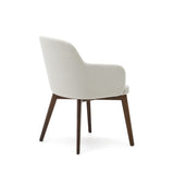 Nelida Stuhl aus beigefarbener Chenille und massivem Buchenholz 100% FSC mit Nussbaum-Fini - ZEN ZONE Furniture