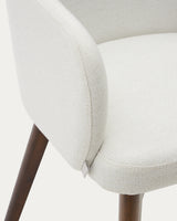 Nelida Stuhl aus beigefarbener Chenille und massivem Buchenholz 100% FSC mit Nussbaum-Fini - ZEN ZONE Furniture