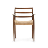 Analy Stuhl mit Armlehnen aus massivem Eichenholz, Nussbaum-Finish, Seilsitz 100% FSC - ZEN ZONE Furniture