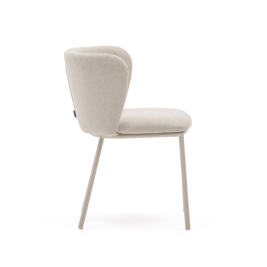 Stuhl Ciselia aus beigefarbenem Chenille und beigefarbenem Stahl FSC Mix Credit - ZEN ZONE Furniture