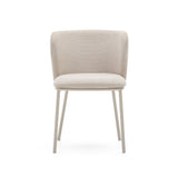 Stuhl Ciselia aus beigefarbenem Chenille und beigefarbenem Stahl FSC Mix Credit - ZEN ZONE Furniture