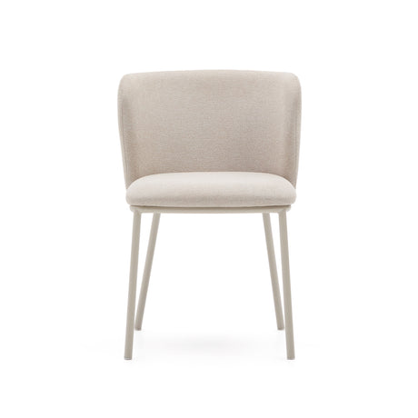 Stuhl Ciselia aus beigefarbenem Chenille und beigefarbenem Stahl FSC Mix Credit - ZEN ZONE Furniture