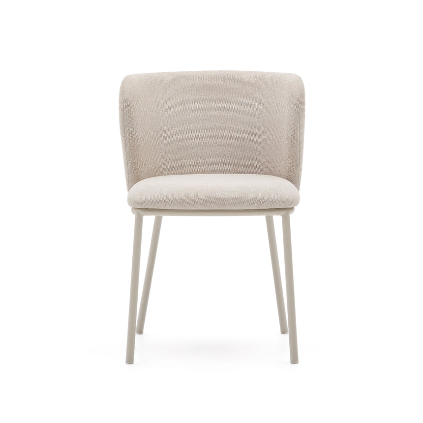 Stuhl Ciselia aus beigefarbenem Chenille und beigefarbenem Stahl FSC Mix Credit - ZEN ZONE Furniture