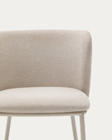 Stuhl Ciselia aus beigefarbenem Chenille und beigefarbenem Stahl FSC Mix Credit - ZEN ZONE Furniture