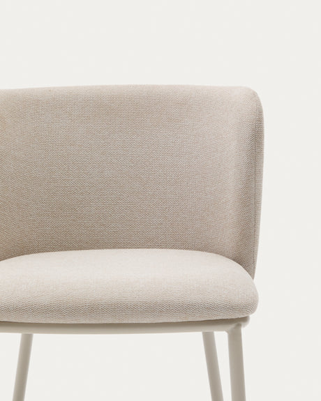 Stuhl Ciselia aus beigefarbenem Chenille und beigefarbenem Stahl FSC Mix Credit - ZEN ZONE Furniture