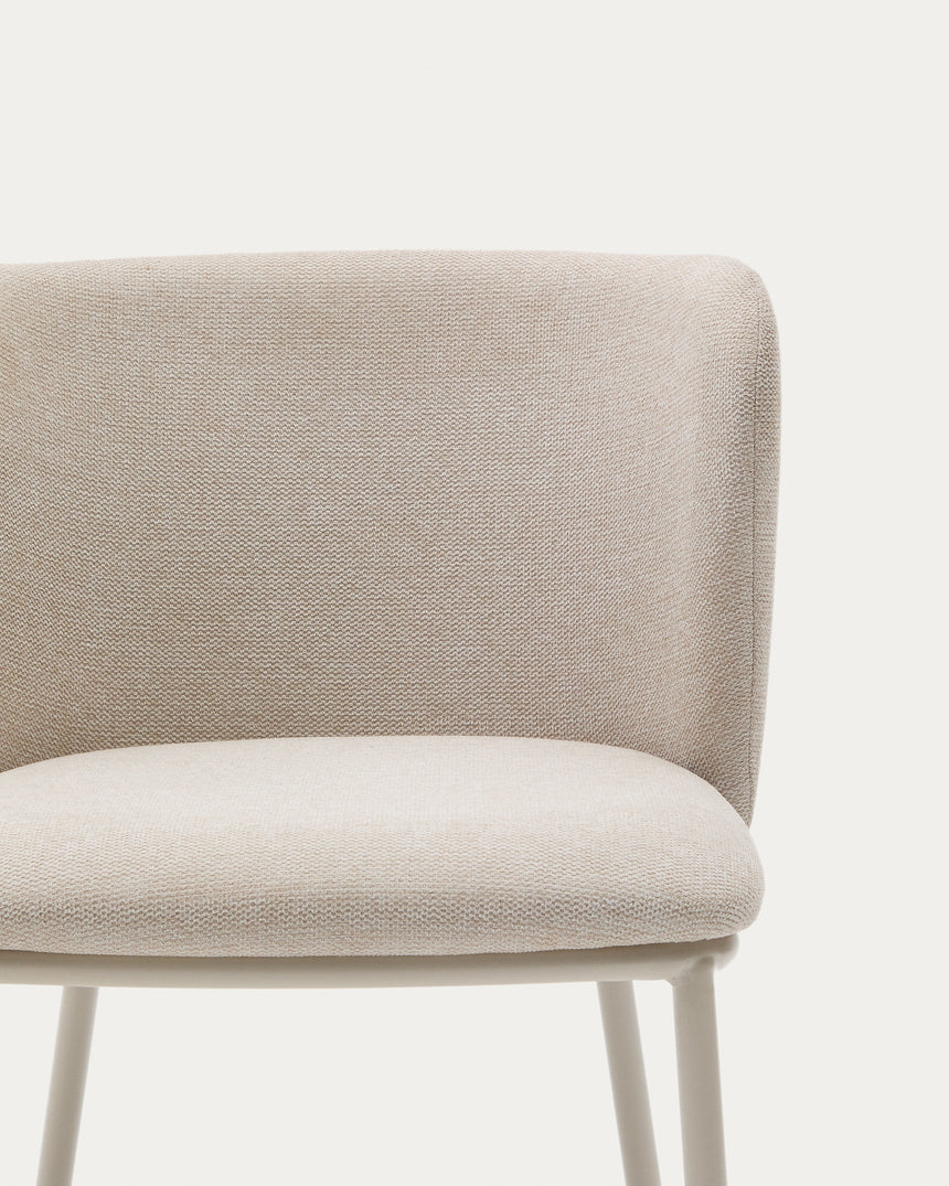 Stuhl Ciselia aus beigefarbenem Chenille und beigefarbenem Stahl FSC Mix Credit - ZEN ZONE Furniture