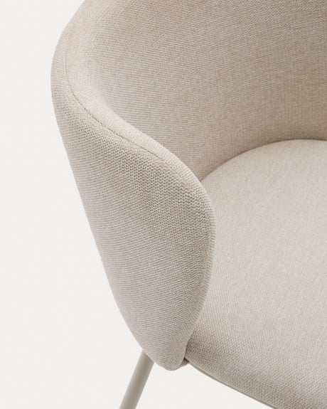Stuhl Ciselia aus beigefarbenem Chenille und beigefarbenem Stahl FSC Mix Credit - ZEN ZONE Furniture