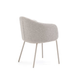 Stuhl Minda aus beiger grober Chenille Stahlbeine mit beigem Finish FSC Mix Credit - ZEN ZONE Furniture