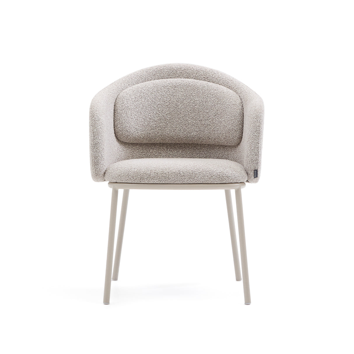 Stuhl Minda aus beiger grober Chenille Stahlbeine mit beigem Finish FSC Mix Credit - ZEN ZONE Furniture