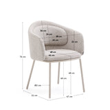Stuhl Minda aus beiger grober Chenille Stahlbeine mit beigem Finish FSC Mix Credit - ZEN ZONE Furniture