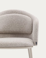 Stuhl Minda aus beiger grober Chenille Stahlbeine mit beigem Finish FSC Mix Credit - ZEN ZONE Furniture