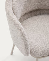 Stuhl Minda aus beiger grober Chenille Stahlbeine mit beigem Finish FSC Mix Credit - ZEN ZONE Furniture