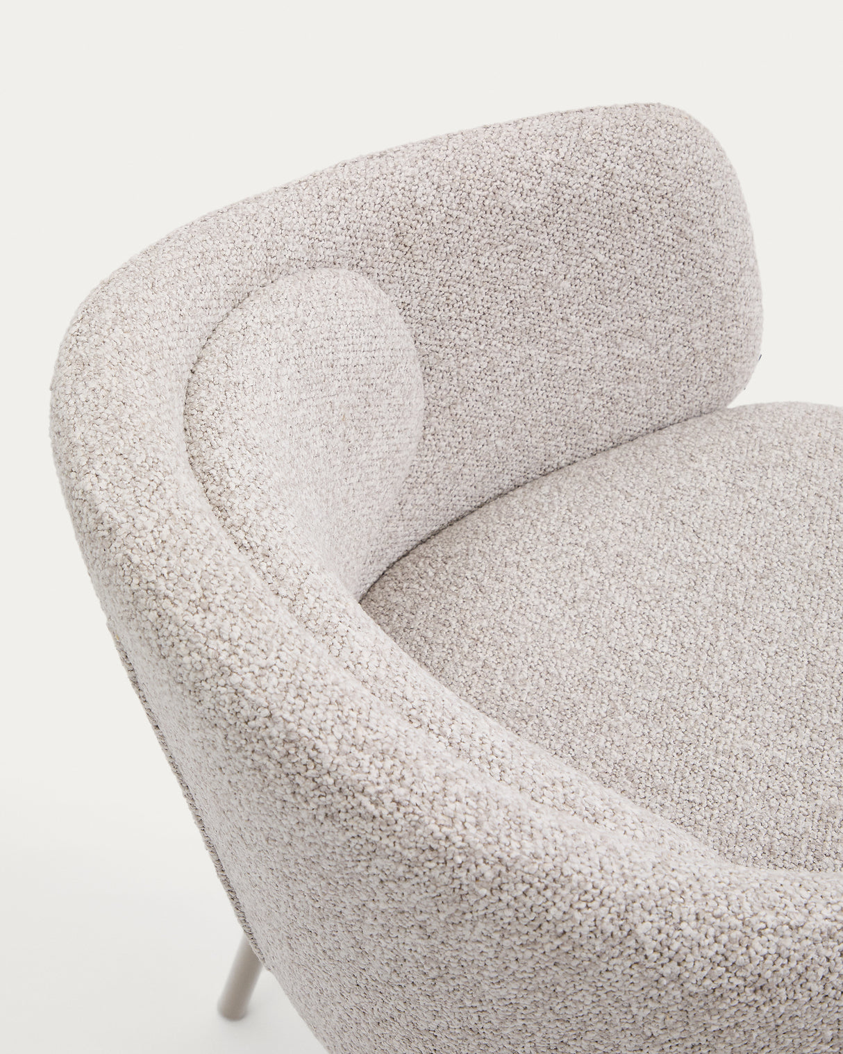 Stuhl Minda aus beiger grober Chenille Stahlbeine mit beigem Finish FSC Mix Credit - ZEN ZONE Furniture