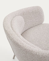 Stuhl Minda aus beiger grober Chenille Stahlbeine mit beigem Finish FSC Mix Credit - ZEN ZONE Furniture