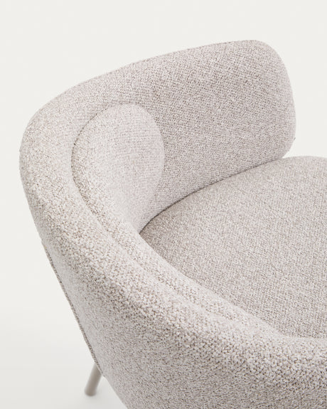 Stuhl Minda aus beiger grober Chenille Stahlbeine mit beigem Finish FSC Mix Credit - ZEN ZONE Furniture