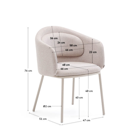 Stuhl Minda beige mit Stahlbeinen in Beige FSC Mix Credit - ZEN ZONE Furniture