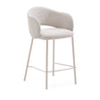 Hocker Maina aus grober beiger Chenille Stahlbeine mit beigem FinishFSC Mix Credit 65 cm - ZEN ZONE Furniture