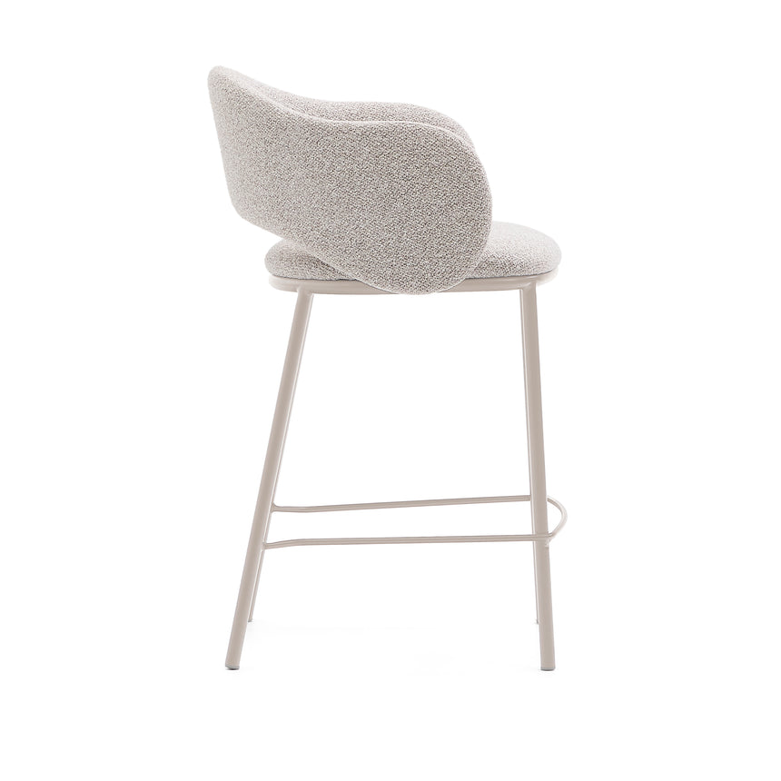 Hocker Maina aus grober beiger Chenille Stahlbeine mit beigem FinishFSC Mix Credit 65 cm - ZEN ZONE Furniture