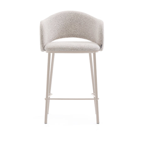 Hocker Maina aus grober beiger Chenille Stahlbeine mit beigem FinishFSC Mix Credit 65 cm - ZEN ZONE Furniture