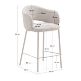 Hocker Maina aus grober beiger Chenille Stahlbeine mit beigem FinishFSC Mix Credit 65 cm - ZEN ZONE Furniture