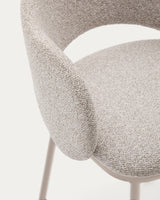 Hocker Maina aus grober beiger Chenille Stahlbeine mit beigem FinishFSC Mix Credit 65 cm - ZEN ZONE Furniture