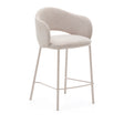 Hocker Maina aus beigefarbener Chenille und Stahlbeinen beiges Finish FSC Mix Credit 65 cm - ZEN ZONE Furniture
