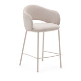 Hocker Maina aus beigefarbener Chenille und Stahlbeinen beiges Finish FSC Mix Credit 65 cm - ZEN ZONE Furniture