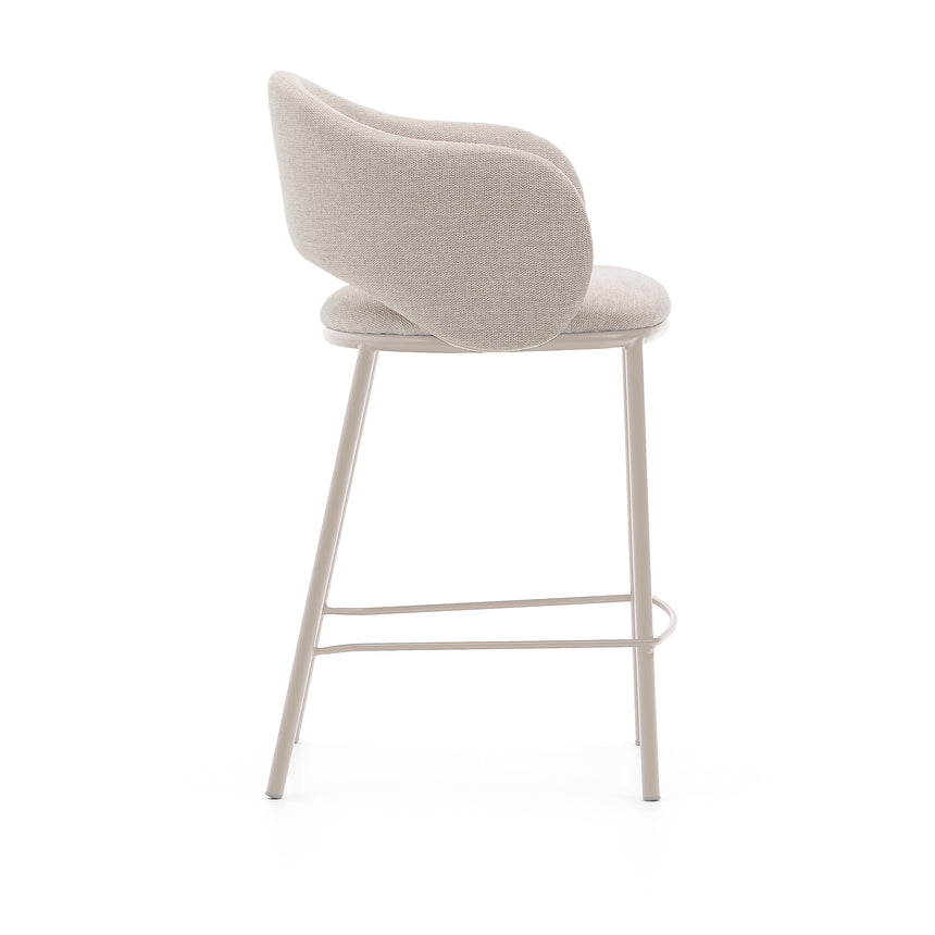 Hocker Maina aus beigefarbener Chenille und Stahlbeinen beiges Finish FSC Mix Credit 65 cm - ZEN ZONE Furniture