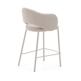 Hocker Maina aus beigefarbener Chenille und Stahlbeinen beiges Finish FSC Mix Credit 65 cm - ZEN ZONE Furniture