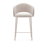 Hocker Maina aus beigefarbener Chenille und Stahlbeinen beiges Finish FSC Mix Credit 65 cm - ZEN ZONE Furniture