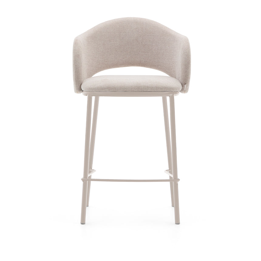 Hocker Maina aus beigefarbener Chenille und Stahlbeinen beiges Finish FSC Mix Credit 65 cm - ZEN ZONE Furniture