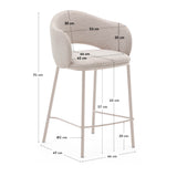 Hocker Maina aus beigefarbener Chenille und Stahlbeinen beiges Finish FSC Mix Credit 65 cm - ZEN ZONE Furniture