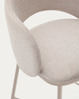 Hocker Maina aus beigefarbener Chenille und Stahlbeinen beiges Finish FSC Mix Credit 65 cm - ZEN ZONE Furniture