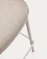 Hocker Maina aus beigefarbener Chenille und Stahlbeinen beiges Finish FSC Mix Credit 65 cm - ZEN ZONE Furniture