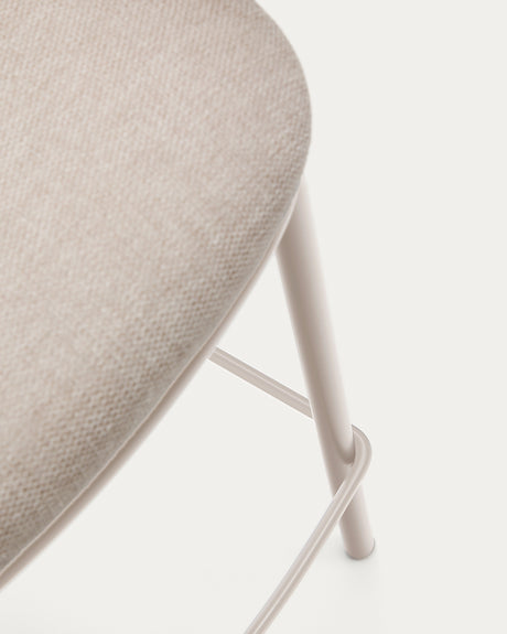 Hocker Maina aus beigefarbener Chenille und Stahlbeinen beiges Finish FSC Mix Credit 65 cm - ZEN ZONE Furniture