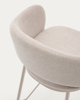 Hocker Maina aus beigefarbener Chenille und Stahlbeinen beiges Finish FSC Mix Credit 65 cm - ZEN ZONE Furniture