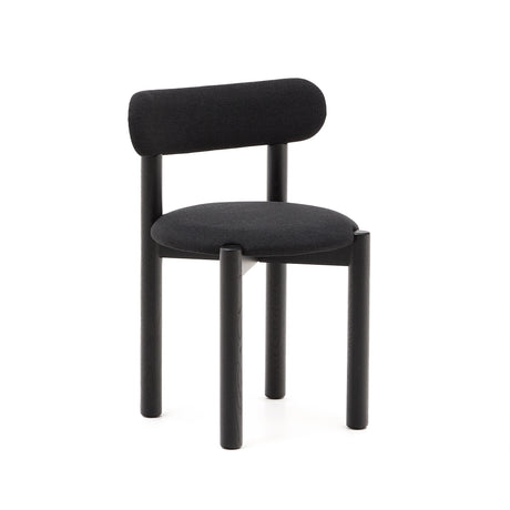 Nebai Stuhl mit schwarzer Chenille und Gestell aus massivem Eichenholz mit schwarzem Finis - ZEN ZONE Furniture