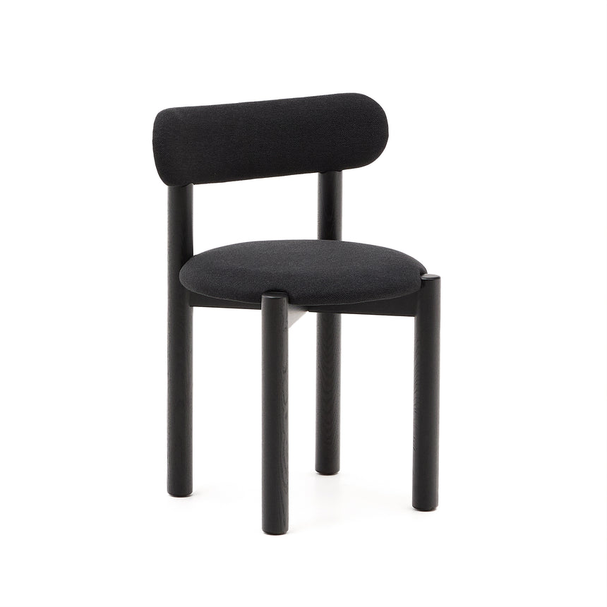 Nebai Stuhl mit schwarzer Chenille und Gestell aus massivem Eichenholz mit schwarzem Finis - ZEN ZONE Furniture